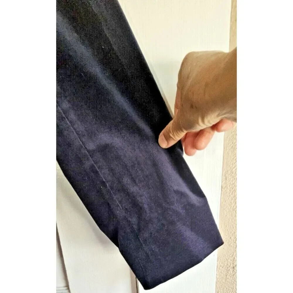 NWT AK Anne Klein northern light belted blue velvet Corduroy blazer stretch 6‎